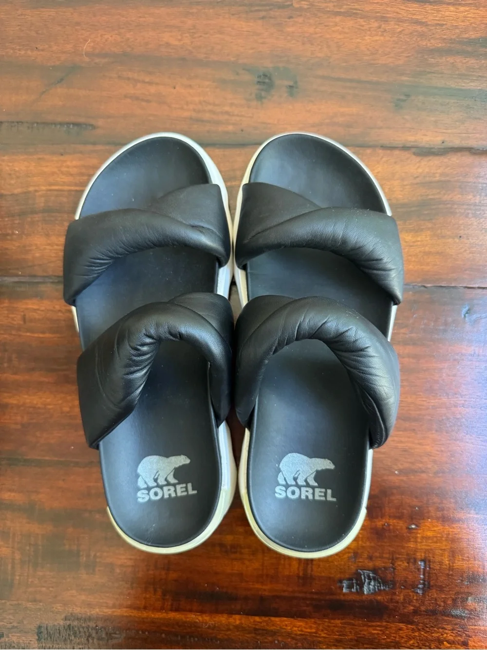 SOREL Viibe Twist Slide Sandal Chunky Comfy Leather Platform Support Size 8.5